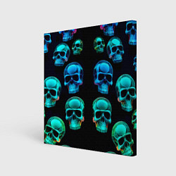 Картина квадратная Neon skulls - ai art pattern