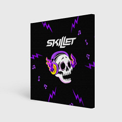 Картина квадратная Skillet неоновый череп