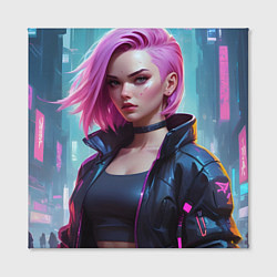 Холст квадратный Cyberpunk 2077 a girl, цвет: 3D-принт — фото 2