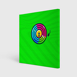 Холст квадратный Виниловый ритм 90-х, цвет: 3D-принт