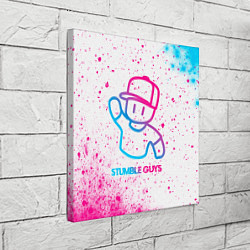 Холст квадратный Stumble Guys neon gradient style, цвет: 3D-принт — фото 2