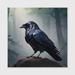 Холст квадратный Черный ворон в лесу, цвет: 3D-принт — фото 2
