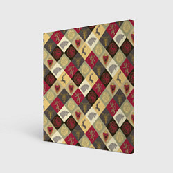 Холст квадратный Лого домов Игра престолов паттерн, цвет: 3D-принт