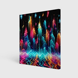 Холст квадратный Neon fantastic metropolis - vaporwave, цвет: 3D-принт