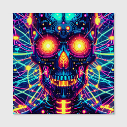 Холст квадратный Neon skull - ai art fantasy, цвет: 3D-принт — фото 2