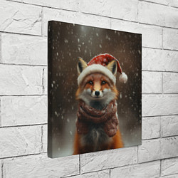 Холст квадратный Лисица в новогодней шапочке, цвет: 3D-принт — фото 2