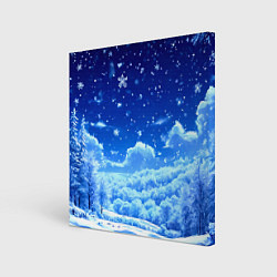 Холст квадратный Заснеженный лес, цвет: 3D-принт