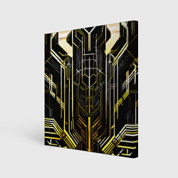 Холст квадратный Gold lines on a black background, цвет: 3D-принт
