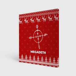 Холст квадратный Новогодний Megadeth с оленями, цвет: 3D-принт