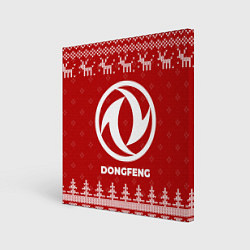 Холст квадратный Новогодний Dongfeng с оленями, цвет: 3D-принт