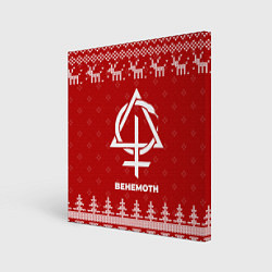 Холст квадратный Новогодний Behemoth с оленями, цвет: 3D-принт