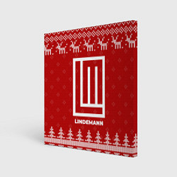 Холст квадратный Новогодний Lindemann с оленями, цвет: 3D-принт