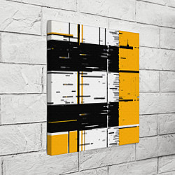 Холст квадратный Жёлтые и чёрные полосы на белом фоне, цвет: 3D-принт — фото 2