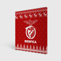 Холст квадратный Новогодний Benfica с оленями, цвет: 3D-принт