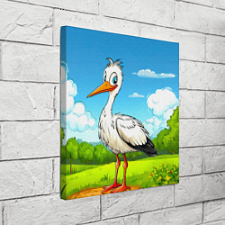 Холст квадратный Аист в поле, цвет: 3D-принт — фото 2