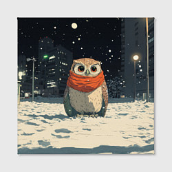 Холст квадратный Новогодняя сова, цвет: 3D-принт — фото 2