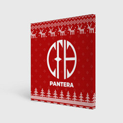 Холст квадратный Новогодний Pantera с оленями, цвет: 3D-принт
