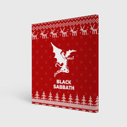 Холст квадратный Новогодний Black Sabbath с оленями, цвет: 3D-принт