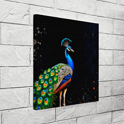 Холст квадратный Павлин на черном, цвет: 3D-принт — фото 2