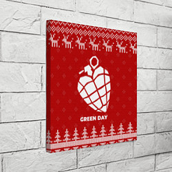 Холст квадратный Новогодний Green Day с оленями, цвет: 3D-принт — фото 2