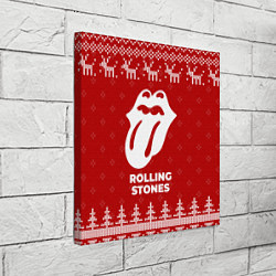 Холст квадратный Новогодний Rolling Stones с оленями, цвет: 3D-принт — фото 2