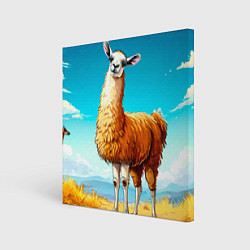 Холст квадратный Лама в прериях, цвет: 3D-принт