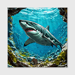 Холст квадратный Злобная акула, цвет: 3D-принт — фото 2