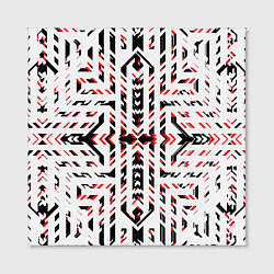 Холст квадратный Чёрно-красные диагональные полосы на белом фоне, цвет: 3D-принт — фото 2