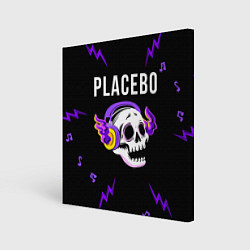 Холст квадратный Placebo неоновый череп, цвет: 3D-принт