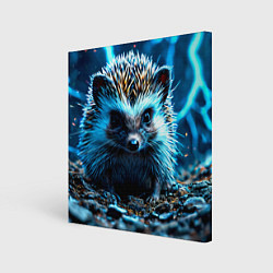 Холст квадратный Ежик в разрядах молний, цвет: 3D-принт