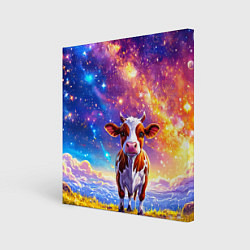 Холст квадратный Коровка и звездное небо, цвет: 3D-принт