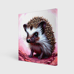Холст квадратный Ежик в розовом свете, цвет: 3D-принт