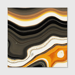 Холст квадратный Волнистые чёрно-жёлтые полосы на белом фоне, цвет: 3D-принт — фото 2