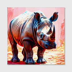 Холст квадратный Носорог в розовом, цвет: 3D-принт — фото 2