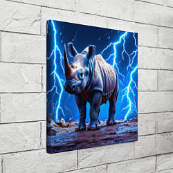 Холст квадратный Носорог в разрядах молнии, цвет: 3D-принт — фото 2