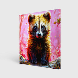 Холст квадратный Росомаха в розовом лесу, цвет: 3D-принт