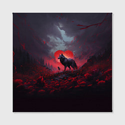 Холст квадратный Волчица на фоне сердца, цвет: 3D-принт — фото 2
