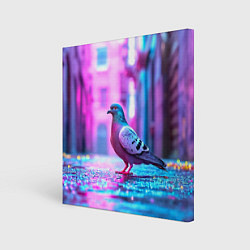 Холст квадратный Голубь в ярком городе, цвет: 3D-принт