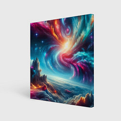 Холст квадратный Fantastic neon space landscape - ai art fantasy, цвет: 3D-принт