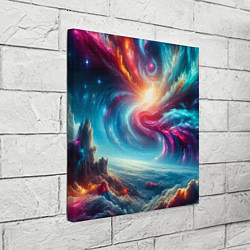 Холст квадратный Fantastic neon space landscape - ai art fantasy, цвет: 3D-принт — фото 2