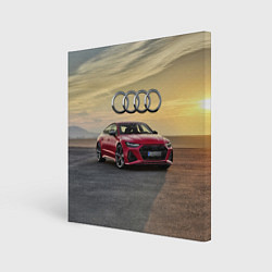 Холст квадратный Audi RS 7 на закате солнца, цвет: 3D-принт