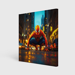 Холст квадратный Человек паук на старте, цвет: 3D-принт