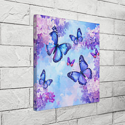 Холст квадратный Бабочки и сирень - нежная голубая живопись, цвет: 3D-принт — фото 2