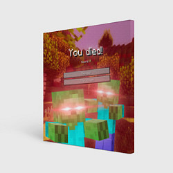 Холст квадратный Try again - Minecraft, цвет: 3D-принт