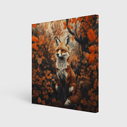 Холст квадратный Лис в лесной чаще, цвет: 3D-принт
