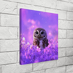 Холст квадратный Сова в фиолетовых цветах, цвет: 3D-принт — фото 2