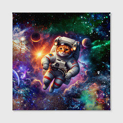 Холст квадратный Котик бравый космонавт - неон, цвет: 3D-принт — фото 2