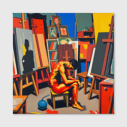 Холст квадратный Художник в мастерской, цвет: 3D-принт — фото 2