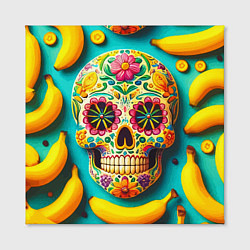 Холст квадратный Череп и бананы - летняя композиция, цвет: 3D-принт — фото 2