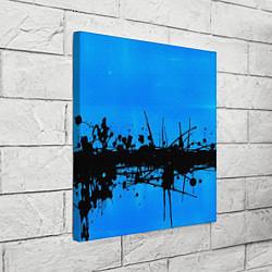 Холст квадратный Черные брызги краски на синем, цвет: 3D-принт — фото 2